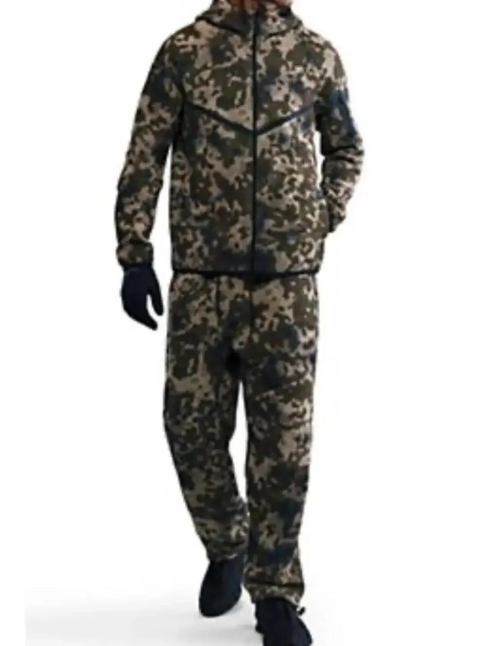 $280 Nike Sportswear Club Fleece Cargo Pants &Hoodie Men’s S  Green Camo II1324 - Picture 15 of 16